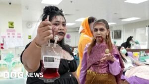Watch: Blood donors get a Halloween fright in Thailand