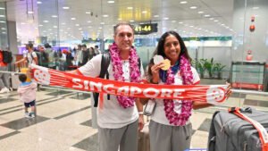‘Filled with a lot of pride’: Singapore’s Shanti Pereira returns home after making history at Asian Games